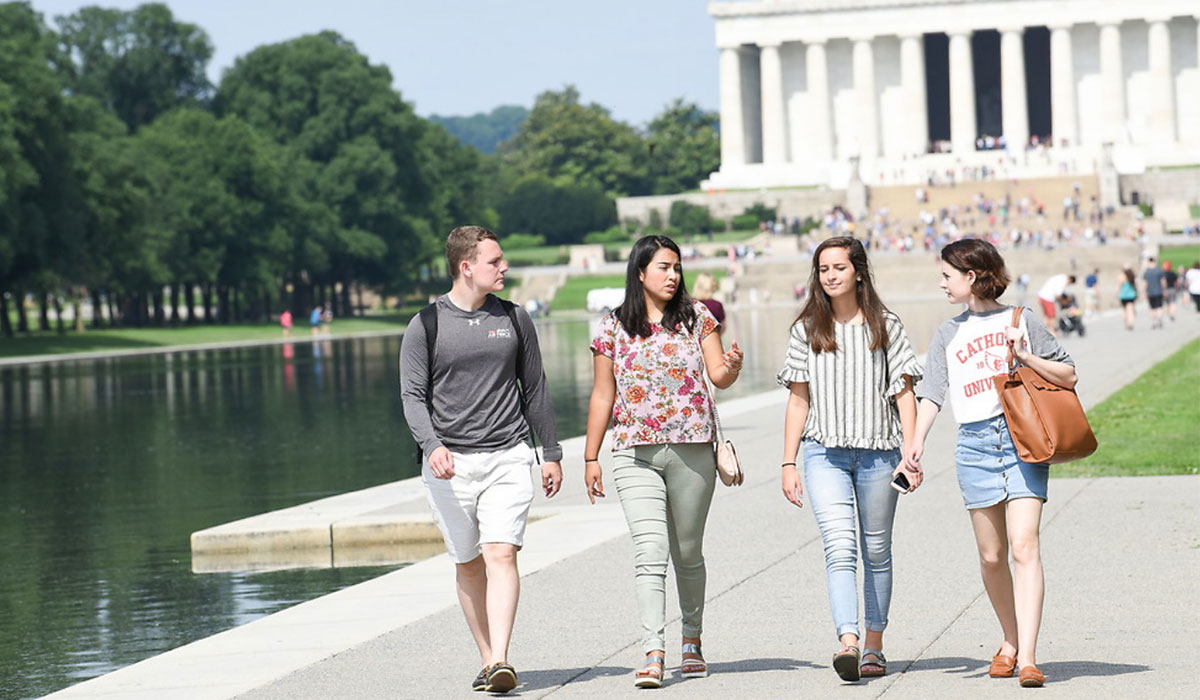 Students walking through D.C.